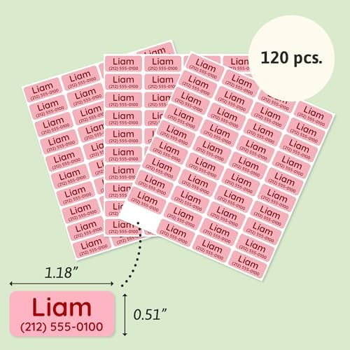TeddyLabels - Clothing Labels for Nursing Home (120) – Self-Adhesive Name Tags for Clothes and Personal Items. Personalized Labels for Daycare, Nursing Homes, and Laundry Use - Pink - Image 6
