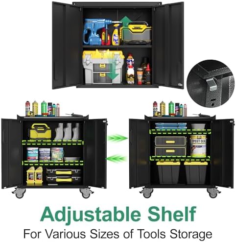 10-Piece Heavy Duty Steel Garage Cabinet System | All-in-One Modular Garage Cabinet Set for Ultimate Workshop Organization | Easy Assembly Garage Storage Cabinets & Tool Bench (Black) - Image 4