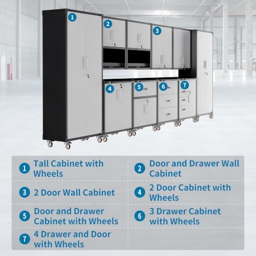 10-Piece Garage Storage Cabinets System Heavy Duty Workshop Set - Image 4