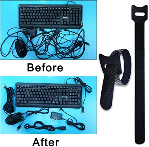 100pcs Reusable Cable Ties - Hook and Loop Cable Straps for Wire Management - 6 Inch Adjustable Cord Organizer & Wire Ties for Electronics, PC, Home Office & Garden - Black Fastening Wraps - Image 3