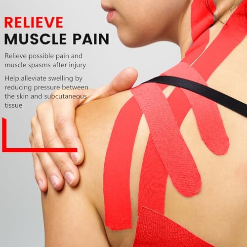 5 Rolls Red Kinesiology Tape, 2 inch x 16.4 Feet Kinetic Tape - Image 5