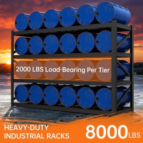 4-Tier Heavy Duty Garage Shelving, 8,000 lbs Capacity Adjustable Metal Storage Shelving Unit for Garage, Basement, Warehouse & Workshop, 71" W x 24" D x 71" H - Image 3
