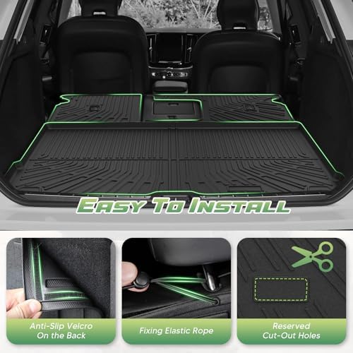 XC60 Floor Mats - Car Mats for Volvo XC60 2018-2025 2026 (Only T5/T6 Models and Not Hybrid), All Weather Full Set Cargo Liner with Backrest Mat for XC60 Accessories, Heavy Duty Waterproof, Black - Image 5