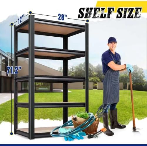 4-Pack Garage Shelving Unit, Heavy Duty Metal Storage Shelves,71" H x 28" W x 12" D 1900 LBS Total Capacity, Adjustable Boltless Steel Racks for Garage, Pantry, Basement, Warehouse, Black - Image 3