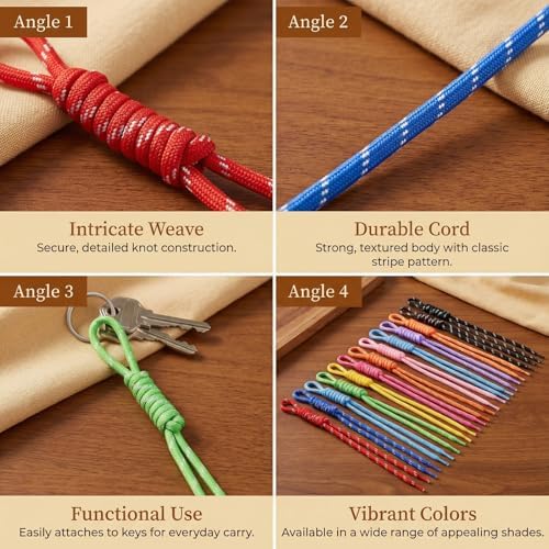 Paracord Keychain Paracord Bag Charm 12pcs Braided Nylon Rope Keychain Cord for Bag Purse Backpack Handbag - Image 5