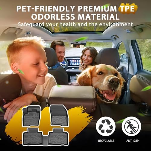 Powerty Floor Mats for 2015-2024 Ford Edge All Weather 3D TPE Anti-Slip Car Liners for 1st & 2nd Row Accessories - Image 2