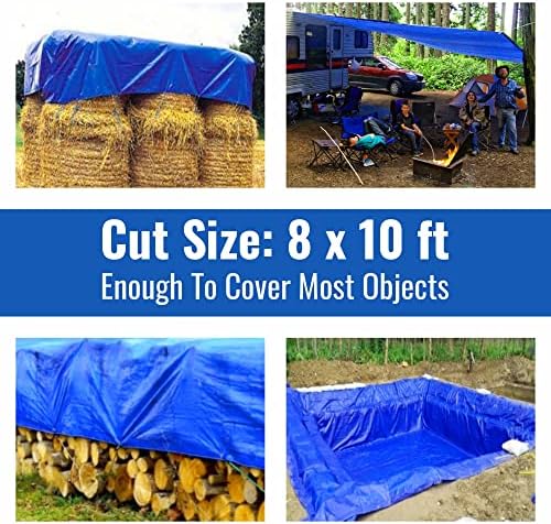 Blue Tarp Pack of 4 Tarps Heavy Duty waterproof 8x10 Large Multipurpose Poly Outdoor Tarps Cover 5 Mil Thickness Blue Tarpaulin Reinforced Rip Resistant Rubber Edges With Aluminum Grommets - Image 5