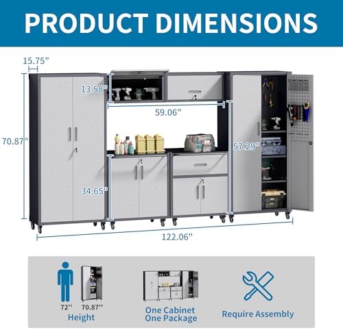 6-Piece Garage Storage Cabinets System Heavy Duty Workshop Set - Image 2