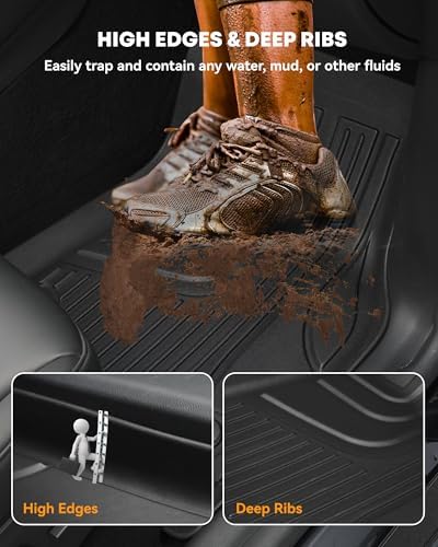 Floor Mats Compatible with 2022-2024 2025 Jeep Wagoneer 8-Seat (NOT for 7-Seat/L/S/Grand Cherokee) : Custom Fit All Weather TPE Heavy Duty Car Floor Liners Wagoneer Accessories - Image 4