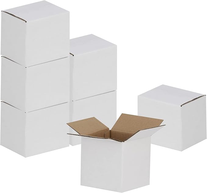 4x4x4 inches Shipping Boxes 50 Pack, Kraft Corrugated Small Cardboard Boxes by GHEIR