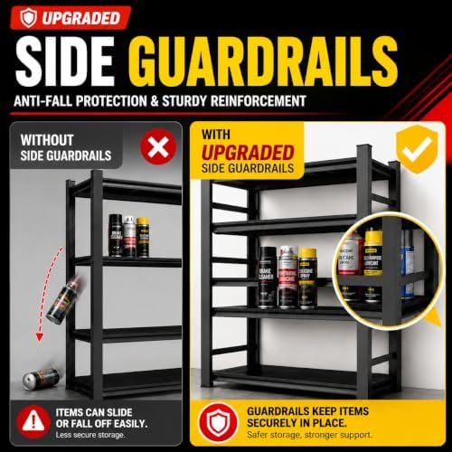 Garage Shelving, 3300 LBS Storage Shelves with Side Guard - Image 7