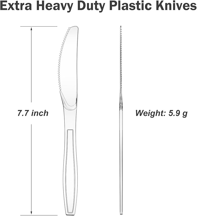 360 Count Extra Heavy Duty Clear Plastic Knives Disposable, Heat Resistant - Image 2