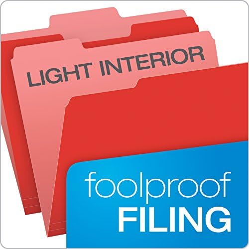 Pendaflex Two-Tone Color File Folders, Letter Size, Red, 1/3 Cut, 100 per box (152 1/3 RED) - Image 3