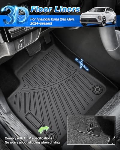 Cartist Floor Mats for Hyundai Kona 2024 2025 2026 (No Electric Model) Limited | N Line | SE | SEL, All Weather Cargo Liner for Kona Accessories, Heavy Duty Car Mats, Car Accessories - Image 2