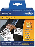 Brother Genuine DK-1234 Die-Cut Adhesive Name Badge White Paper Labels for Brother QL Label Printers, 2.3" x 3.4" (60mm x 86mm), 260 Labels per Roll, DK1234 by Unknown