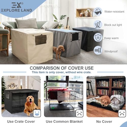 Explore Land Dog Crate Cover, 54 inches, Black - Image 5