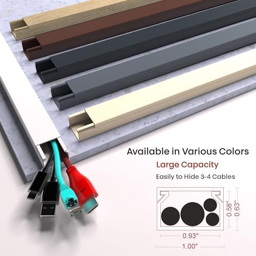 Cord Hider, Wire Cover, Cord Covers Wall Mounted TV, Cable Hider, 157 in Paintable White Raceway Kit, Electrical Cords Concealer, Cable Management, Hide Cords Wall, Wire Molding, Adhesive Channel - Image 2