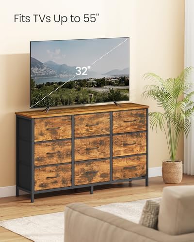 SONGMICS Dresser with 9 Fabric Drawers, TV Stand for TVs Up to 55 Inches - Image 4