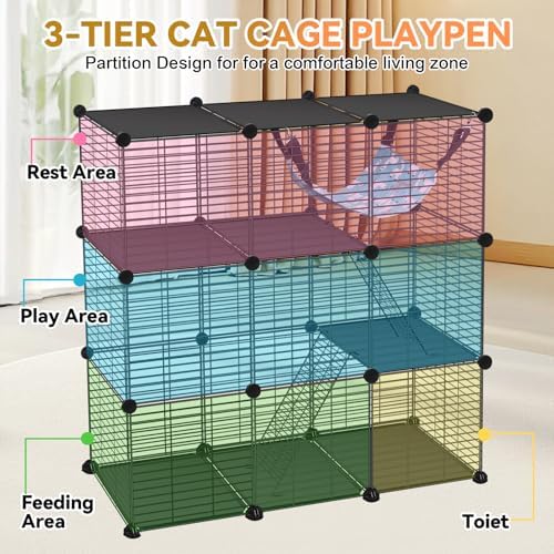 VISCOO Cat Cage, 3-Tier DIY Catio Cat Enclosures, 36"x16"x36" Cat Playpen - Image 3