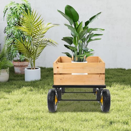 Heavy Duty Dolly 1200 lbs Capacity, 6-Wheel Foldable Utility Cart with 10" Inflatable Tires, Carbon Steel Platform Dolly for Moving Furniture, Equipment, Warehouse Use (Black) - Image 3