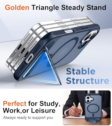 Temdan Magnetic Compatible with iPhone 16 Case, [Built-in Invisible Kickstand][Compatible with MagSafe] [Military Grade Shockproof] Slim Translucent Matte Phone Case for iPhone 16 6.1" - Image 4