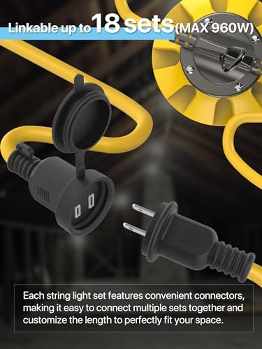 HYPERLITE Construction String Lights: 50FT 5 Bulbs Work Lights with Climbing Hooks - IP65 Waterproof Linkable LED Industrial Temporary Lighting for Construction Sites Attic Crawlspace Renovation - Image 4