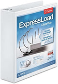 Cardinal ExpressLoad 2 Inch D-Ring Binder, 425 Sheet Capacity, ClearVue Cover, Locking D-Rings, White Binder (49120) by TOPSProducts