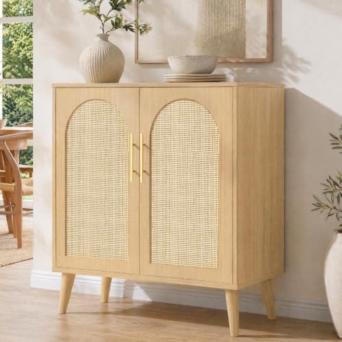 Keehusux 15.7" D Rattan Storage Cabinet with 2 Doors & Adjustable Shelf - Image 2