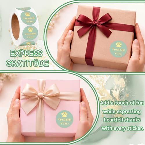500 Pcs Thank You Dog Stickers Dog Paw Print Thank You Stickers for Shipping Mailers, Bags, Boxes, Tags, Greeting Cards, Present for Sealing and Decoration(Green) - Image 4