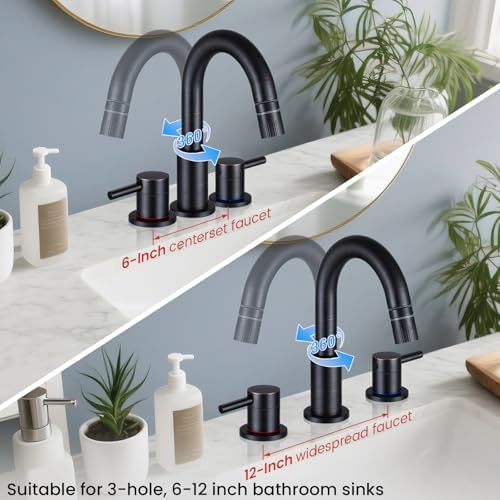 Bathroom Faucet 3 Hole with Pull Down Sprayer, Oil Rubbed Bronze - Image 5