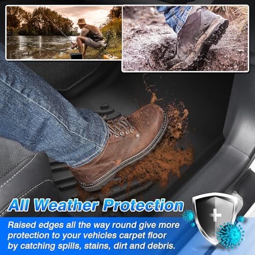 Wrangler TJ Floor Mats - Car Mats for Jeep Wrangler TJ 1997-2006, All Weather Floor Mat for Wrangler TJ Accessories, Heavy Duty Rubber Mats, Car Accessories - Image 3