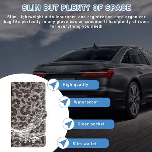 Ziciner Car Registration and Insurance Holder, Auto Card Document Glove Box Organizer with Magnetic Closure, Universal Vehicle Interior Accessories for Cars SUVs (Leopard-Large) - Image 4