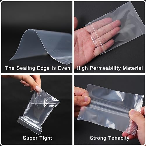 WEGOUP 500 Pcs Small Plastic Zip Bags, 5 Sizes, 2 Mil Thick - Image 3