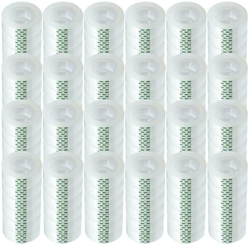 144 Rolls Transparent Tape, Clear Tape Refills for Dispenser, Tear by Hand, 3/4-Inch x900inch Clear Tape Refill Roll for Gift Wrapping,Office, Home, School by MJUNM