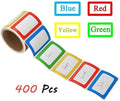 MFLABEL® 400 Colorful Name Tags - 3.5"x2.25" Organization Stickers (Red/Yellow/Blue/Green) | Durable, Waterproof & Peel-Stick for Home, Parties | Non-Toxic Adhesive for Clothes by MFLABEL