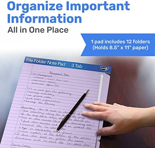 Find It File Folder Notepad - Pack of 12-9.5 x 12.5 Inch Notebook Organizer Folders for Filing, Document, and Clipboard Organization - Lavender - Image 2