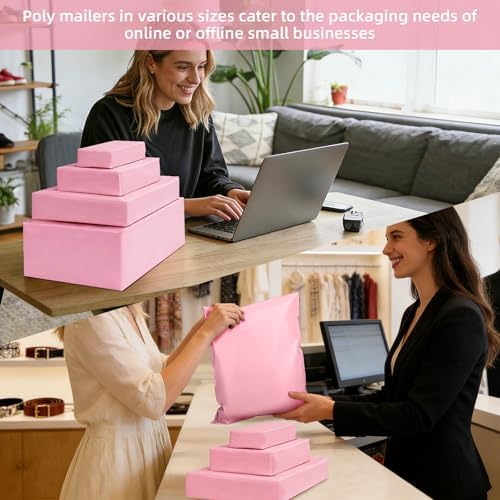 Famagic 100 Pack Pink Poly Mailers Variety Pack, 6x9&10x13&12x15.5&14.5x19 - Image 6