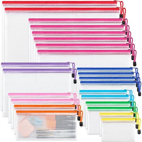JARLINK 24 Pcs Mesh Zipper Pouch Bags, 8 Sizes Waterproof Zipper Bags by JARLINK