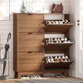 HUANLEGO Shoe Cabinet Storage for Entryway with 6 Flip Drawers, Walnut by HUANLEGO
