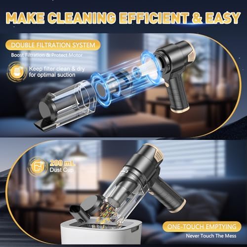 KMM Handheld Car Vacuum Cleaner, 16000PA Hand Held Vacuum & Air Duster - Image 5