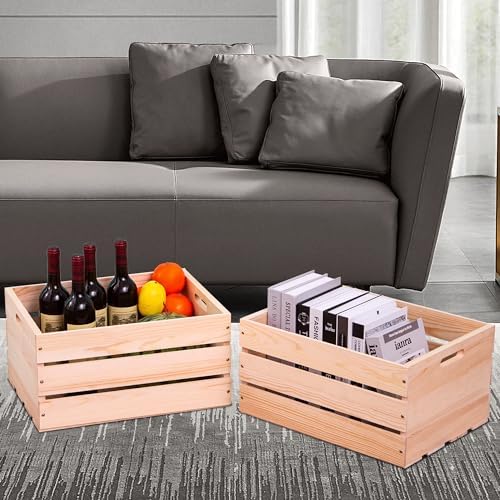 Extra Large Pine Wood Crates For Storage, Vinyl Records Storage Crates,The Storage Crates Are Made Of Pure Natural Solid Wood,Exuding Natural Pine Flavor,Unfinished Wooden Crates For Display . (1) - Image 6