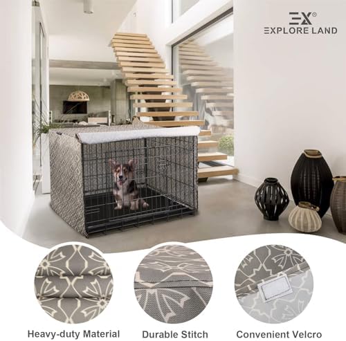 Explore Land Pattern Dog Crate Cover, 24 Inches (Vintage Violet) - Image 4