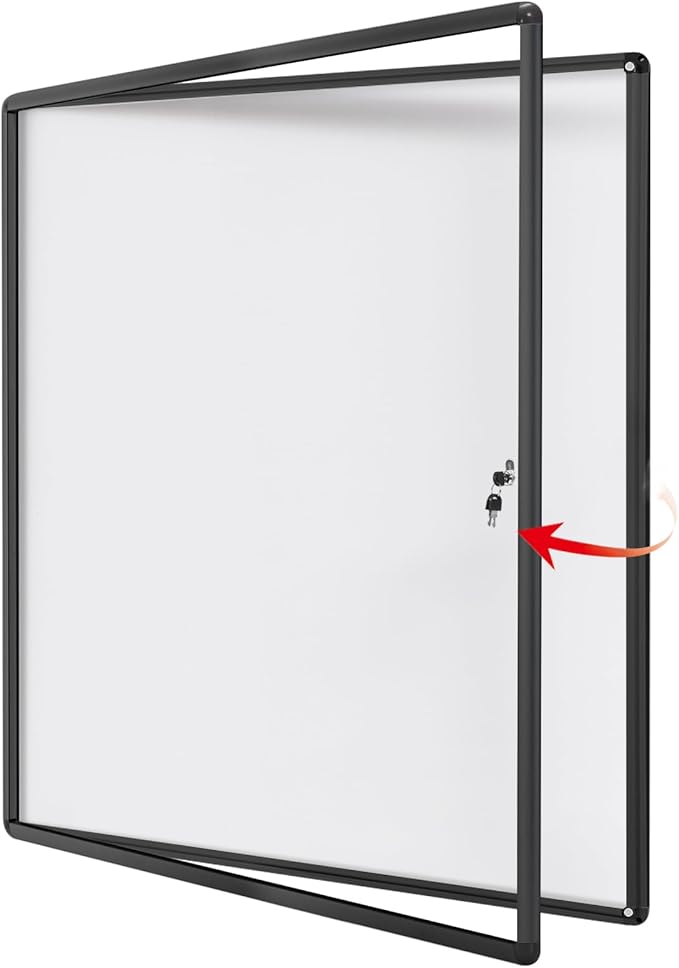 SWANCROWN Enclosed Bulletin Board Black Frame Enclosed Display Case, by SWANCROWN