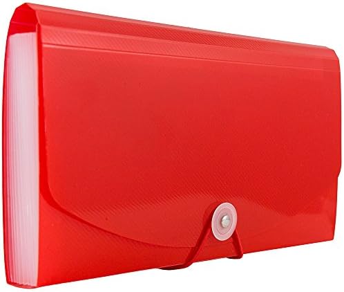 JAM PAPER Accordion Folders - 13 Pocket Plastic Expanding File - Check Size - 5 x 10 1/2 - Red - 2/Pack - Image 2