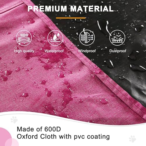 HiCaptain 42-Inch Dog Crate Cover with Mesh, Waterproof Kennel Cover, Pink - Image 2