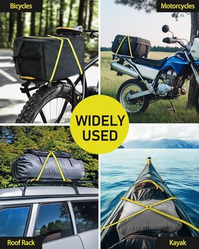 Lucky Straps 4 Pack 3 Way Flat Adjustable Bungee Cords with Hooks - Image 6