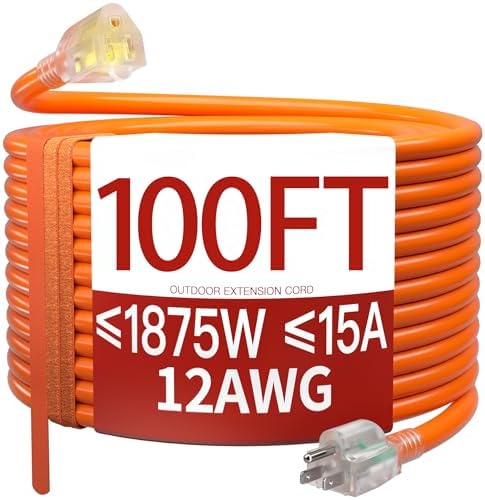 Skrizcable 100 FT 12 Gauge Extension Cord Outdoor, Heavy Duty Power Cord by Skrizcable