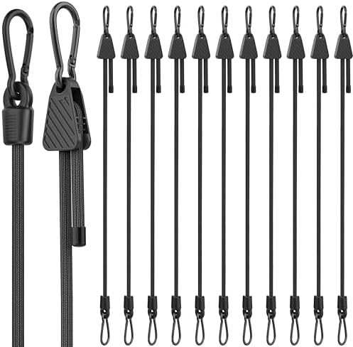 Bungee Cords with Hooks, 48 Inch Adjustable Elastic Bungee Cords with Carabiner Hooks, Easy to Adjust Bungee Rope UV Resistant for Truck Bed, SUV Trunk, Car, Bike Rack, Trash Can, Moving, Plants by Rugtol