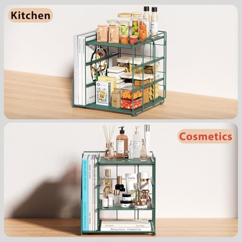Desk File Organizer and Accessories, 4-Tier Paper Organizer with Vertical File Holder, Office Desk Accessories & Workspace Organizers and Storage for Office Supplies (Green) - Image 4