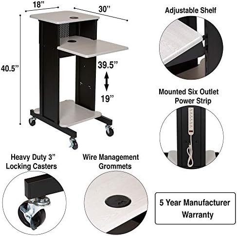 OEF Furnishings Presentation Cart and Stand, OEFPRC200, Steel Frame, Ivory Woodgrain - Image 2